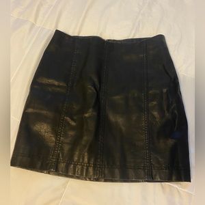 Free people Black faux leather skirt